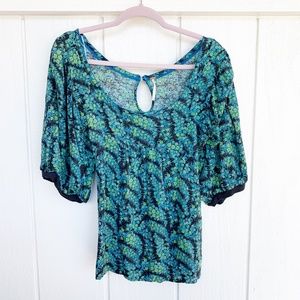 FREE PEOPLE Blue Green Shimmer Top XS